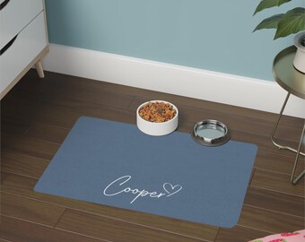 Tapete personalizado para comedero de mascotas, mantel individual antideslizante para cuenco de perro o gato con nombre.