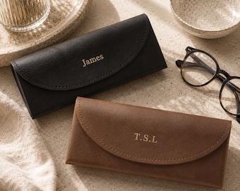 Custodia per occhiali personalizzata con nome o iniziali in lamina d'oro, astuccio personalizzato per occhiali da sole, idea regalo.