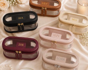 Personalised Clear Cosmetic Bag | Custom Name Initials Foil Makeup Case