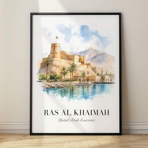 Ras Al Khaimah Watercolor Print United Arab Emirates Travel Poster Wall Art Home Decor Gift