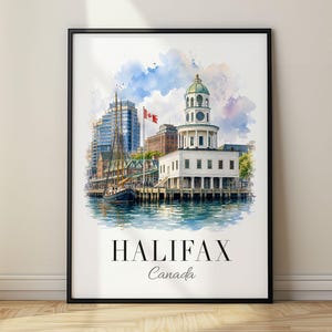 Halifax akvarelltryck Kanada reseaffisch väggkonst heminredning present