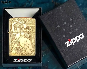 Elegant Medusa Goddess Lighter Zippo Style, Gold Engraved Mythology Art Collectible Gift for Him Birthday Gift Mens Accessories Premium