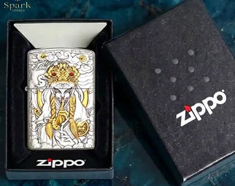 Mystic Guardian Spirit Zippo Lighter, Sacred Symbol Red Seal Design Collectible Gift for Him Premium Artistic Metal Zippo Style