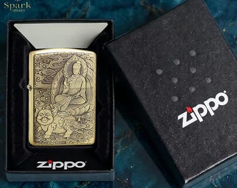 Spiritual Buddha art Zippo lighter collectible, engraved meditation design piece, birthday gift, gift for him, anniversary gift, mens gift
