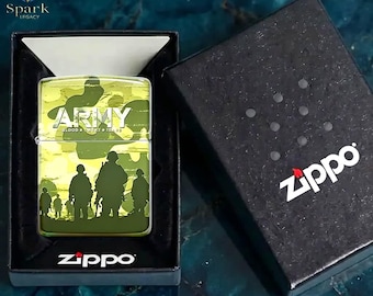 Army Camouflage Zippo Lighter Military Style Collectible Green Camo Design Tactical Inspired Gift for Him Durable Zippo