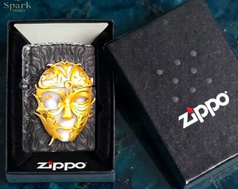 Zippo Venetian Mask Skull Lighter Luxury Gothic Art Design Black Gold Collectible Windproof Zippo Unique Gift Premium Piece