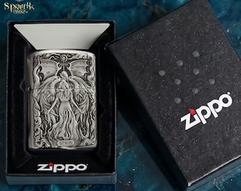 Zippo Gemini Zodiac Lighter Twin Angel Design Astrology Art Engraved Zippo Windproof Collectible Gift Celestial Symbol Piece