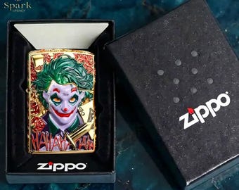 Vivid Joker Art Lighter Zippo Style, Colorful Comic Villain Design Collectible Gift for Him Birthday Gift Mens Accessories Premium