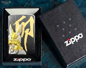 Zippo Futuristic Rabbit Mask Lighter Gold Silver Animal Art Design Windproof Zippo Collectible Unique Gift for Him Stylish