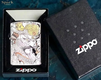 Samurai Mask Art Lighter Zippo Style, Japanese Warrior Engraved Design Collectible Gift for Him Birthday Gift Mens Accessories Premium