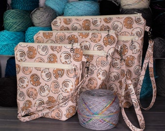 Knitting Project Bag | Tools for Knitters | Small, Medium, or Large | Cozy Cats