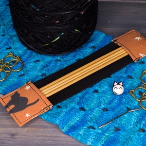 Black Cats with Moons and Stars DPN Holder | Sock Knitting DPN Holder | Tools for Knitters