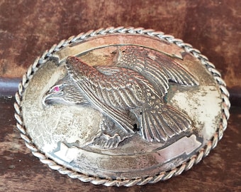 M. Kenney Sterling Silver Belt Buckle Signed Eagle 1983