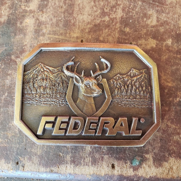 Federal Ammunition Whitetail Deer Belt Buckle #8845 Indiana Metal Craft