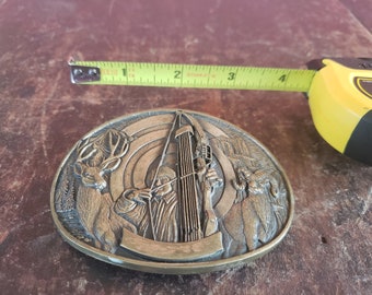 Vintage ADM Belt Buckle Archery Bullseye Whitetail Deer Ram Award Design Medals INC Solid Brass Bow Hunting Arrow #8808