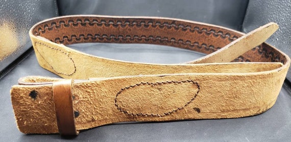 Tooled Leather Belt 38-40 2" Wide Overlap Belt Vi… - image 7