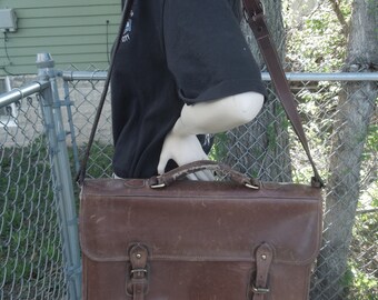 Vintage Levenger England Brown Leather Briefcase Attache Laptop Bag Tote Messenger Handbag