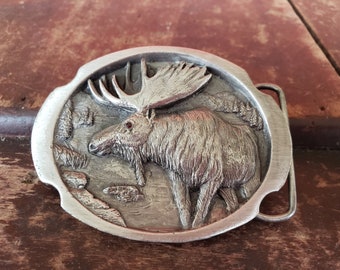 1984 Moose Belt Buckle Siskiyou Buckle Co. Inc Oregon Made USA Vintage #8840