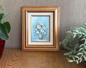 Vintage Floral Still Life Oil Painting Signed Robert Cox, Framed 12x10