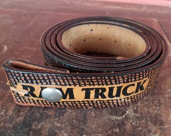 Tooled Leather Belt Dodge Ram Truck Size 40-46 Vintage #8784