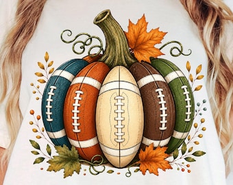 Calabaza de fútbol PNG, Fútbol de otoño PNG, Diseño de sublimación de deportes de otoño, Clip art de calabaza para amantes del fútbol, Descarga instantánea de PNG para el día del partido