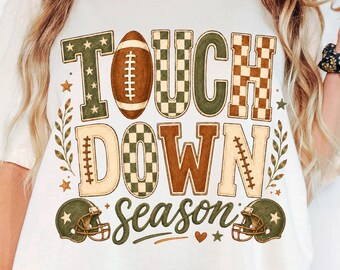 PNG de temporada de touchdowns, PNG de temporada de fútbol americano, diseño de camiseta de fútbol americano retro, gráfico para el día del partido, sublimación para mamás deportistas, descarga instantánea PNG