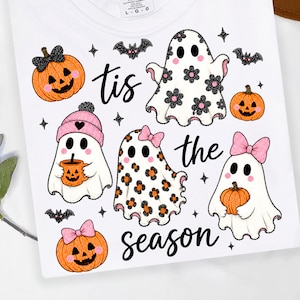 Tis the Season PNG, Coquette Ghost PNG, Cute Halloween PNG, Girly Ghost Shirt Design, Preppy Spooky Season Sublimation Png
