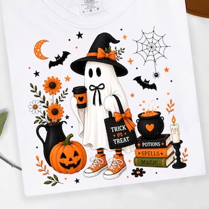 Cute Witch Ghost PNG, Trick or Treat Ghost PNG, Halloween Ghost Sublimation Design, Spooky Season Shirt PNG, Halloween Png Download
