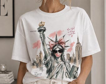 Diseño PNG de la Estatua de la Libertad para sublimación en camisetas y bolsos – Descarga instantánea