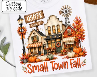 PNG personalizado de pueblo pequeño en otoño, PNG personalizado de pueblo de otoño, PNG de camiseta con código postal personalizado, diseño de otoño de ciudad natal, descarga de sublimación personalizada