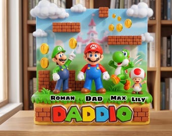 Personalized Super Dad Acrylic Plaque, Inspired Gaming Dad Gift, Kids Names Desk Decor