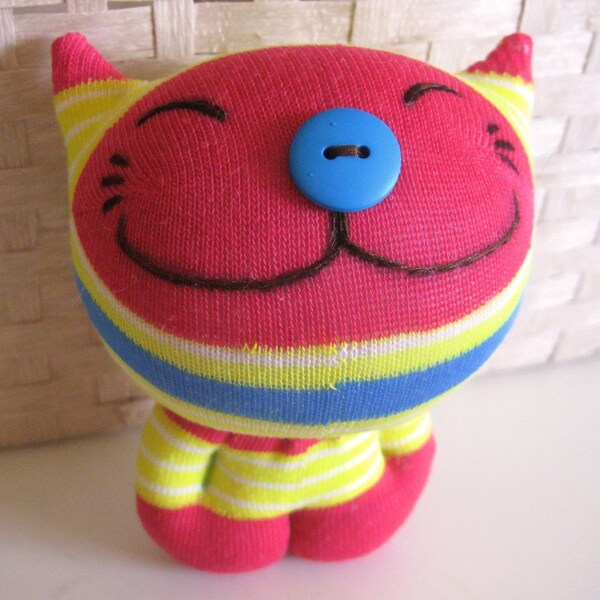 Handmade Sock doll Red Zebra kitty Pattern, Christmas Ornament Pattern, Holiday, Needlecraft, toy--Kitty