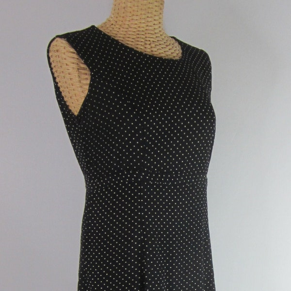 Vintage 90s Toots Pierre by MB Snow Los Angeles Womens Small Medium Polka Dot Black White Sleeveless Fit Flare Dress Ties