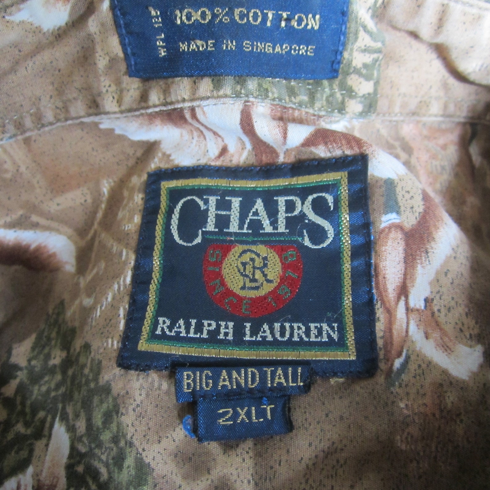 Vintage Chaps Ralph Lauren Mens 2XLT Long Sleeve Cotton Button Shirt