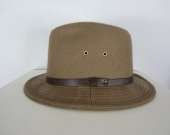 vintage Stetson Brown Fedora Hat Union Mens Large Made In USA Classic