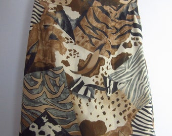 New Vintage Laurel By Escada Womens Womens Small Brown Animal Print Metallic Wool Blend Skirt Lined S Beige Gold Black