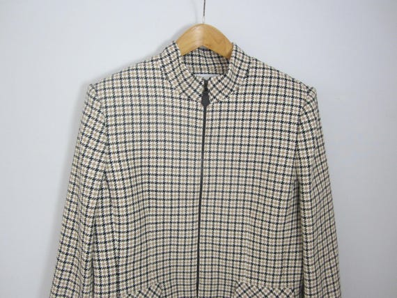 Vtg Albert Nipon Womens 16 Beige Ivory Houndstoot… - image 1