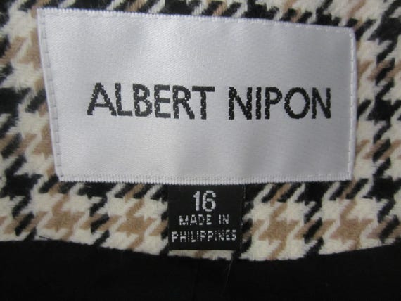 Vtg Albert Nipon Womens 16 Beige Ivory Houndstoot… - image 4