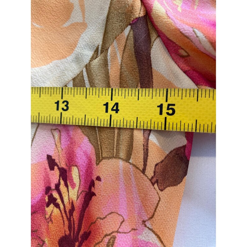 Vintage 90s Adrianna Papell Women Orange Floral Silk Maxi Dress Sz 4 Flowy Airy image 4