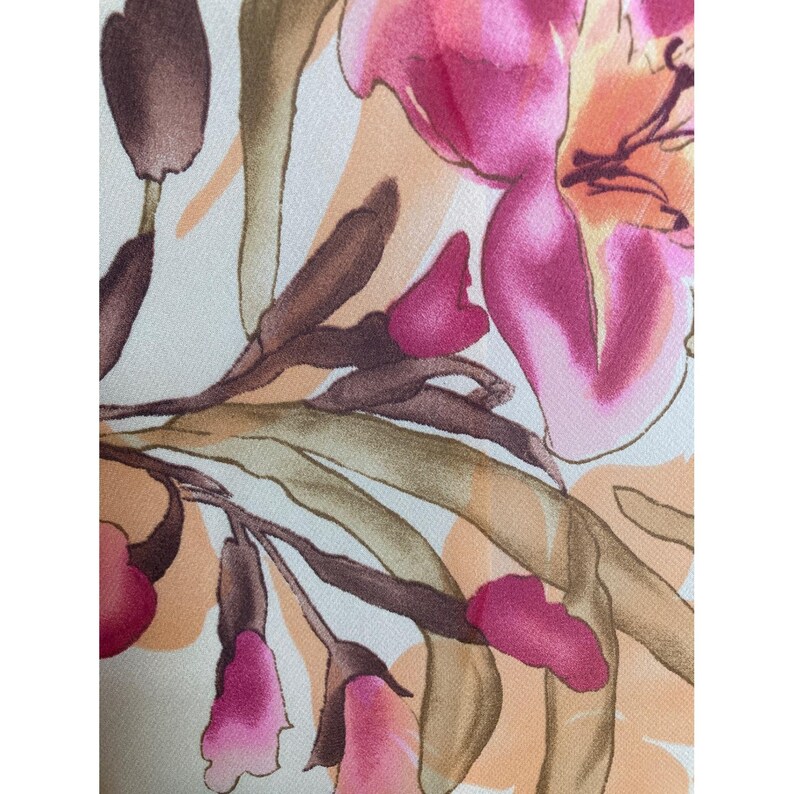 Vintage 90s Adrianna Papell Women Orange Floral Silk Maxi Dress Sz 4 Flowy Airy image 10