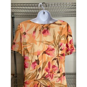Vintage 90s Adrianna Papell Women Orange Floral Silk Maxi Dress Sz 4 Flowy Airy image 9