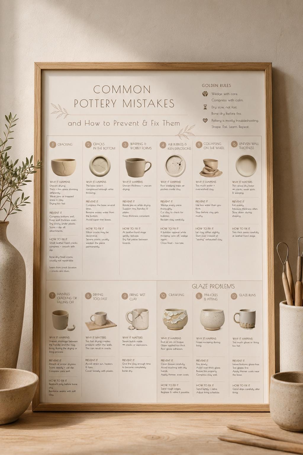 Pottery Digital Poster Bundle, Pottery Guide Printable, Ceramics Wall ...