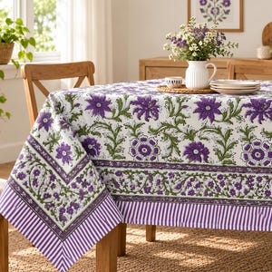 Tovaglie in stile boho, tovaglia stampata a blocchi, tovaglia da pranzo indiana fatta a mano, disponibile in misure personalizzate.