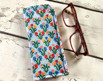 Rifle Paper Co. Floral Glasses Case: Handmade Fleece-Lined Sunglasses Protector