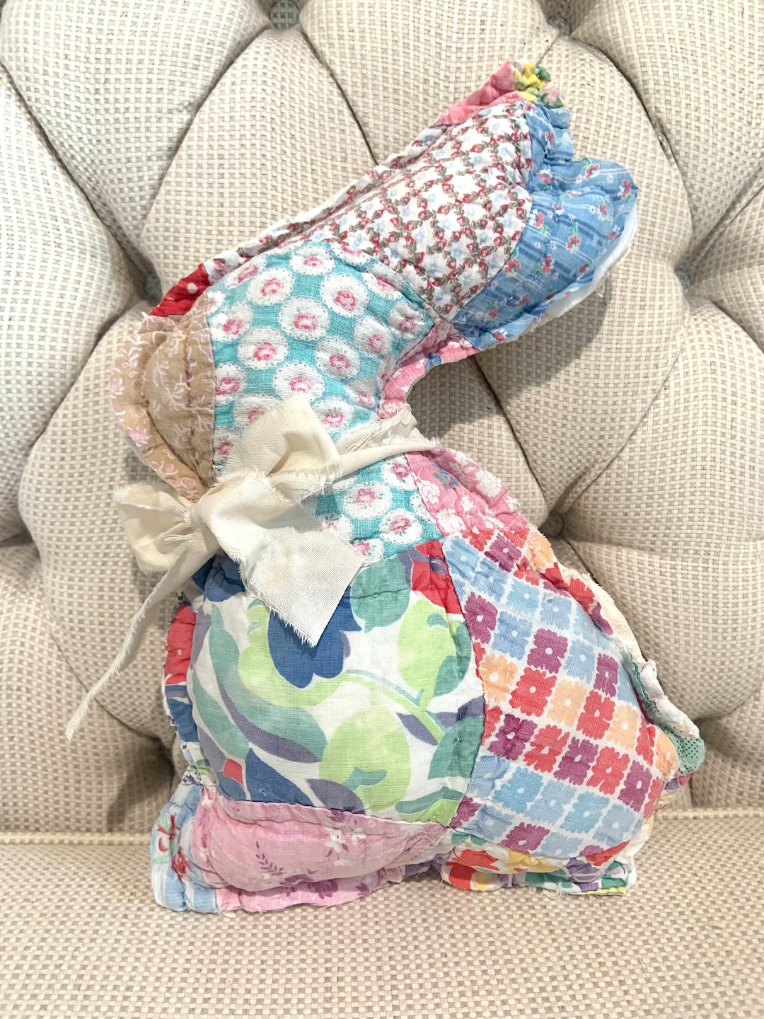 Quilted Rabbit Quilt Bunny ,vintage Quilt Rabbit, Quilt Rabbit, Repurposed Vintage ...