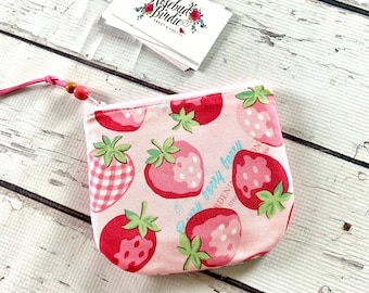 Vintage Inspired Zipper Bag/ Small Zip bag/Credit card change purse/ organizer/Nostalgic Zip Pouch for Her, Gift for Friends
