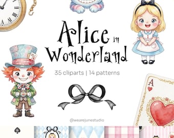 Alice in Wonderland Clipart Bundle | Fantasy Tea Party PNG | Storybook Clip Art | 300DPI | Commercial Use