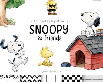 Snoopy & Friends Clipart Bundle PNG | Cute Peanuts Characters Clipart | Retro Cartoon PNG | Vintage Comic Clip Art | 300 DPI |Commercial Use