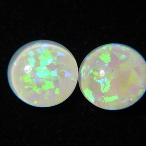 Gilson White Opal Pair 8x2mm round triplet cabochon gemstone lapidary 4646D