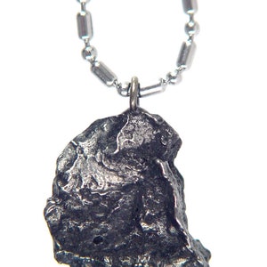 Russian Sikhote-Alin meteorite tektite necklace pendant lapidary with stainless steel chain 2076K